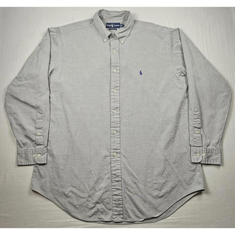 Ralph Lauren Classic‎ Fit Shirt Men Gray Button Up Outdoors Size 17 34/35